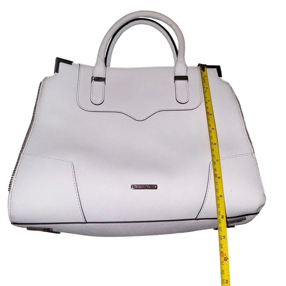 READ Rebecca Minkoff MAB Tote White Saffiano Leather Satchel Crossbody Bag